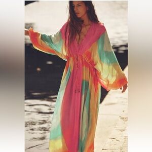 Zara Tie-Dye Beaded Maxi Dress Limited Edition
